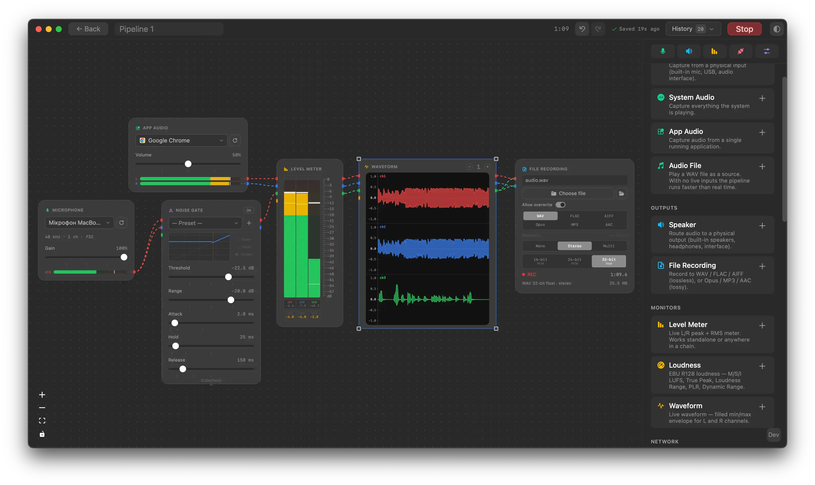 Splitwave audio routing pipeline editor on macOS