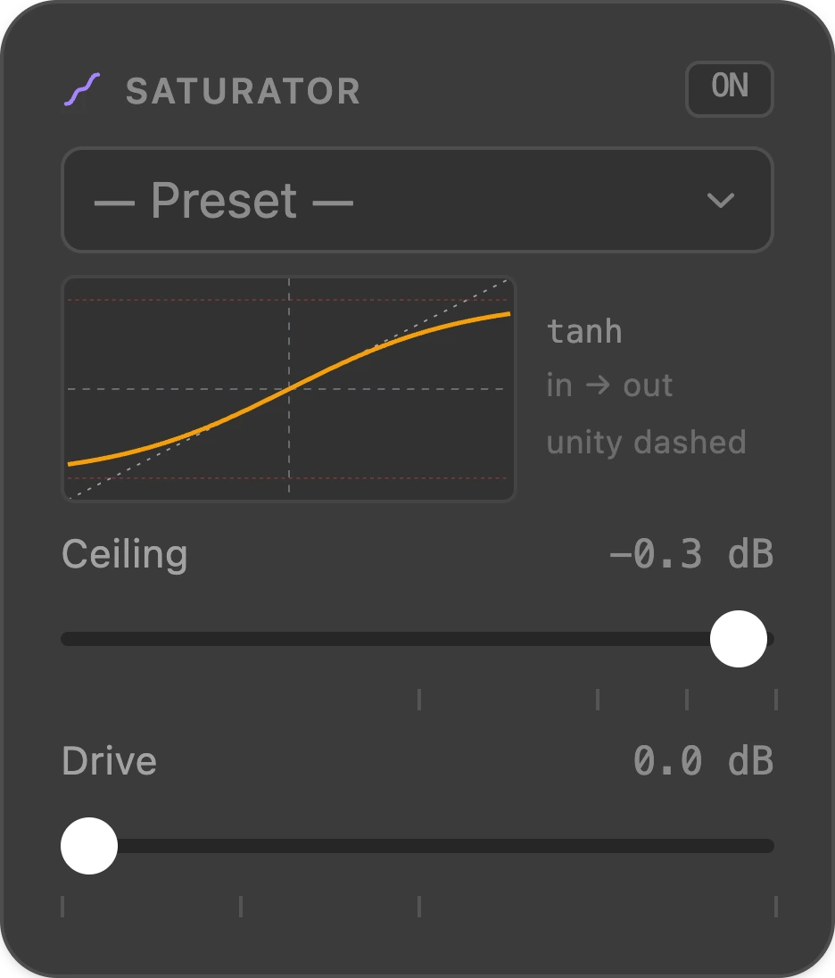 Saturator node — Splitwave audio routing